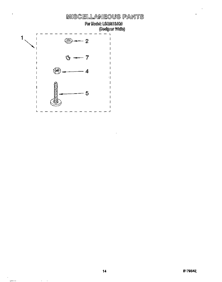 MISCELLANEOUS, OPTIONAL Diagram and Parts List for LSQ9510JQ0  Whirlpool Washer