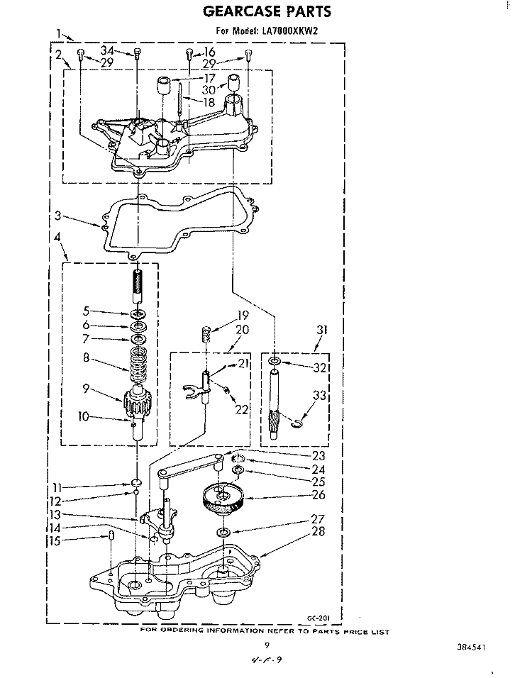 GEARCASE Diagram and Parts List for LA7000XKW2  Whirlpool Washer