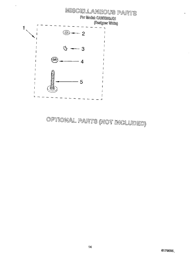 MISCELLANEOUS, OPTIONAL Diagram and Parts List for CAWX629JQ1  Whirlpool Washer