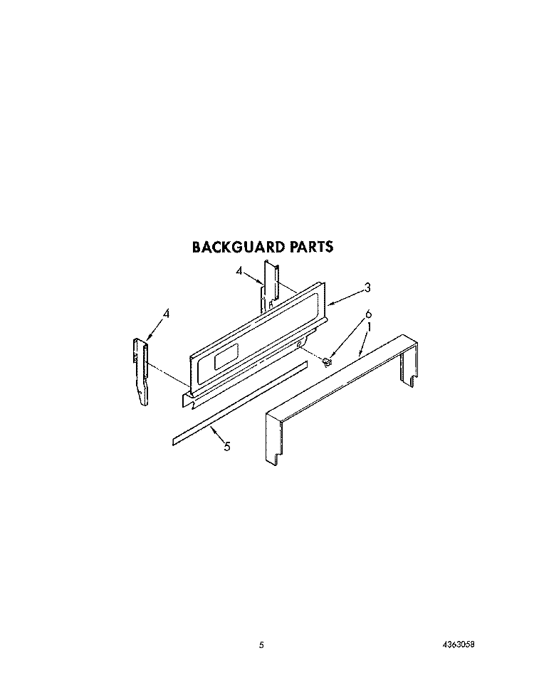 BACKGUARD Diagram and Parts List for FGP215VL5  Whirlpool Range