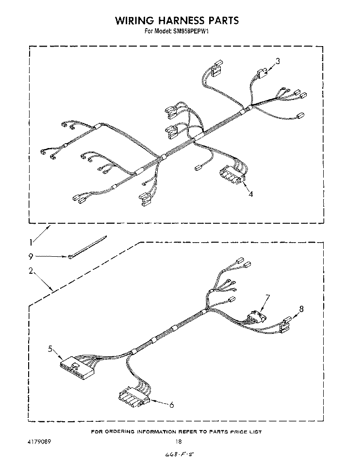 WIRING HARNESS , LITERATURE AND OPTIONAL Diagram and Parts List for SM958PEPW1  Whirlpool Range