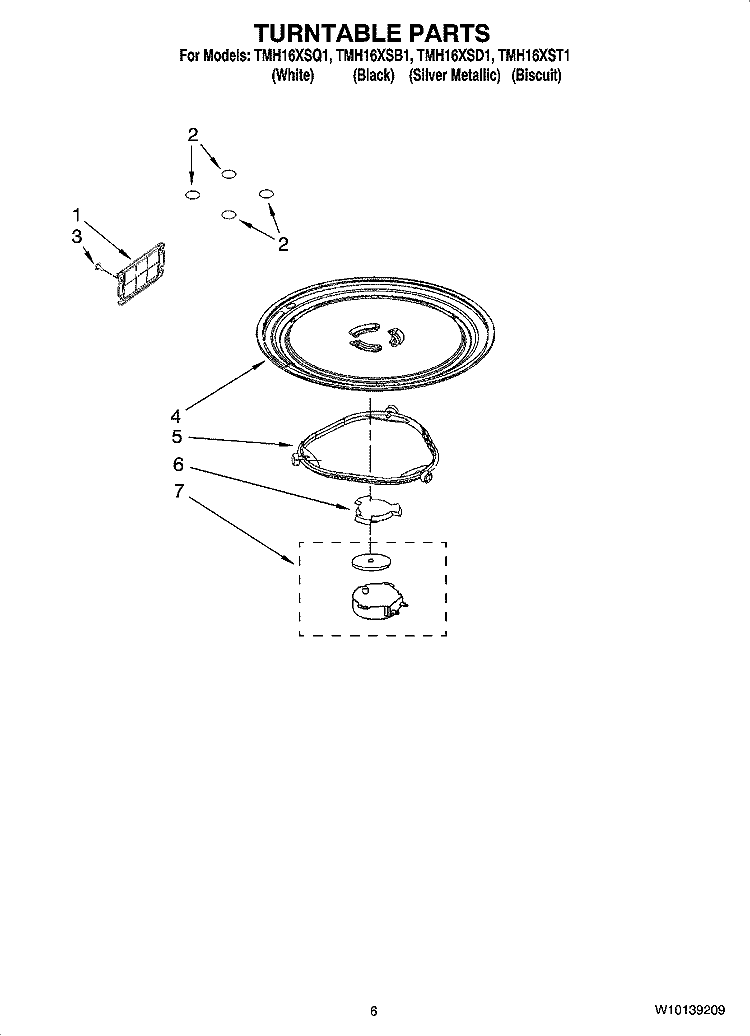TURNTABLE PARTS Diagram and Parts List for TMH16XSB1  Estate Microwave