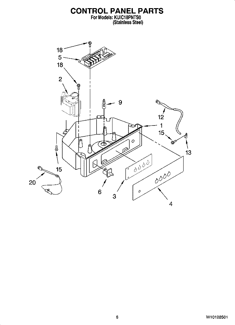 CONTROL PANEL PARTS Diagram and Parts List for KUIC18PNTS0  KitchenAid Ice Maker