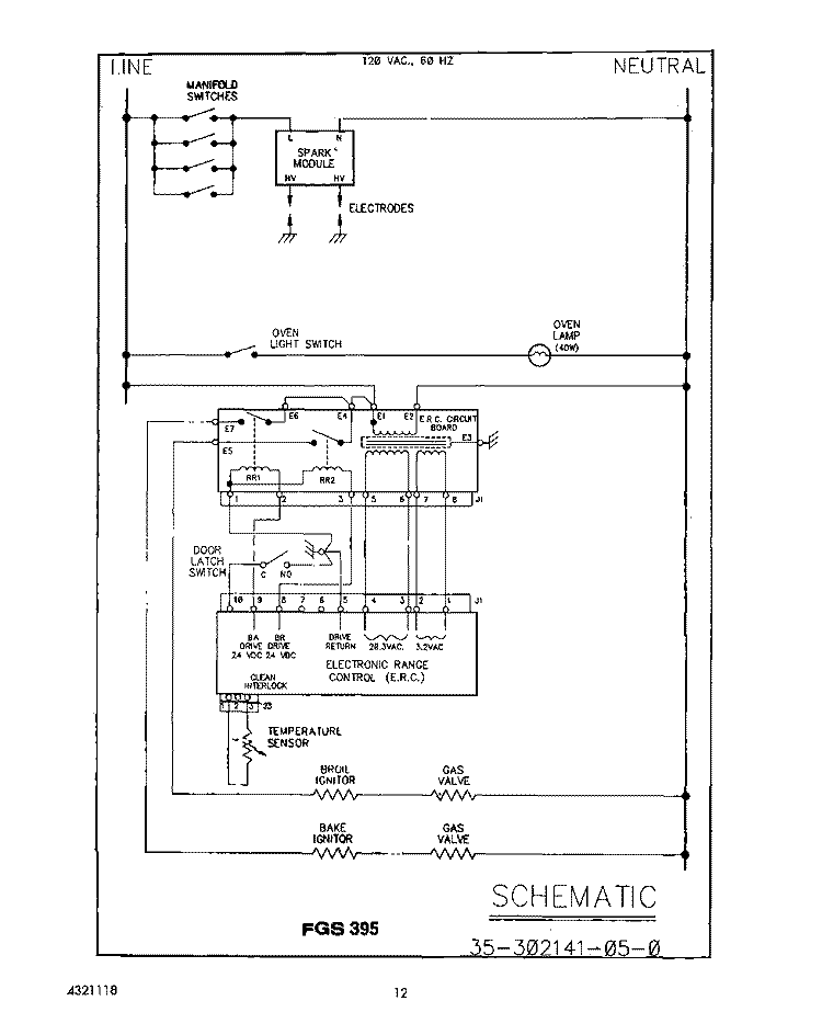 SCHEMATIC DRAWING Diagram and Parts List for FGS385VL1  Whirlpool Range