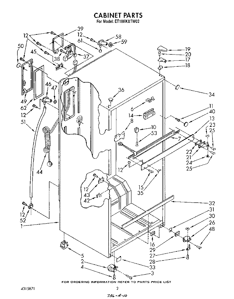 CABINET Diagram and Parts List for ET18HKXTF02  Whirlpool Refrigerator