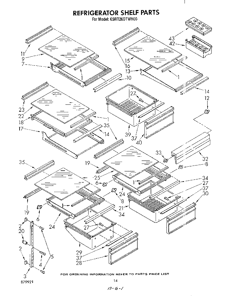 REFRIGERATOR SHELF , LIT/OPTIONAL Diagram and Parts List for KSRT26DTWH00  KitchenAid Refrigerator