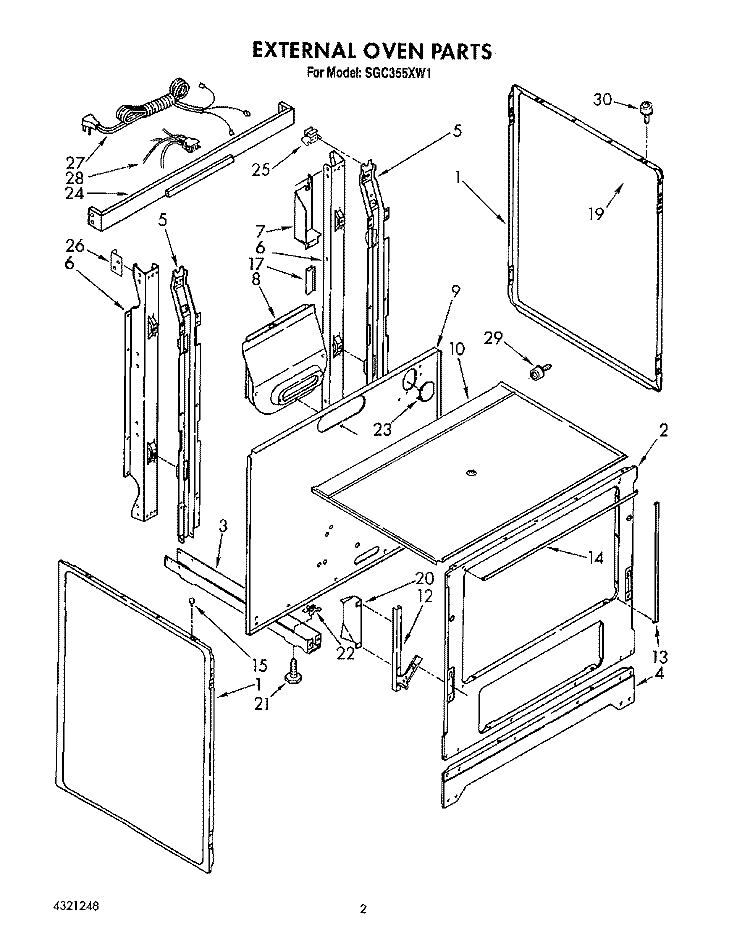 EXTERNAL OVEN, LIT/OPTIONAL Diagram and Parts List for SGC355XW1  Roper Range