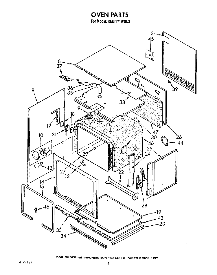 OVEN, OPTIONAL Diagram and Parts List for KEBI171WBL3  KitchenAid Wall Oven