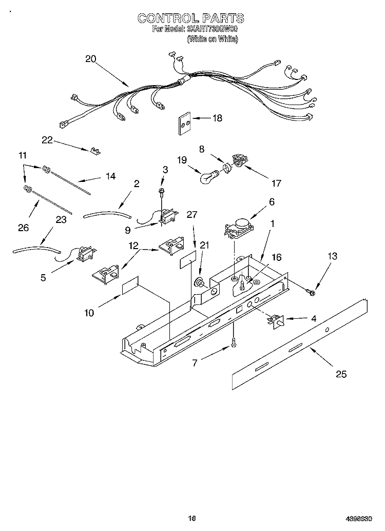 CONTROL Diagram and Parts List for 3XART730GW00  Whirlpool Refrigerator