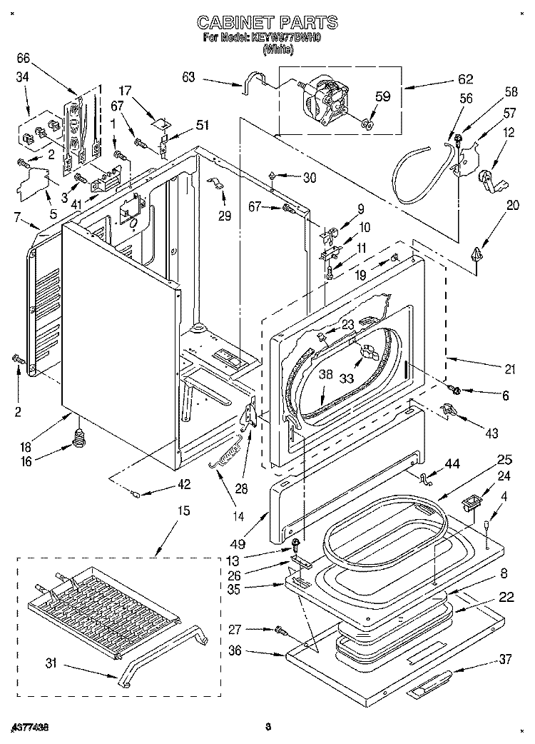 SECTION Diagram and Parts List for KEYW877BWH0  KitchenAid Dryer