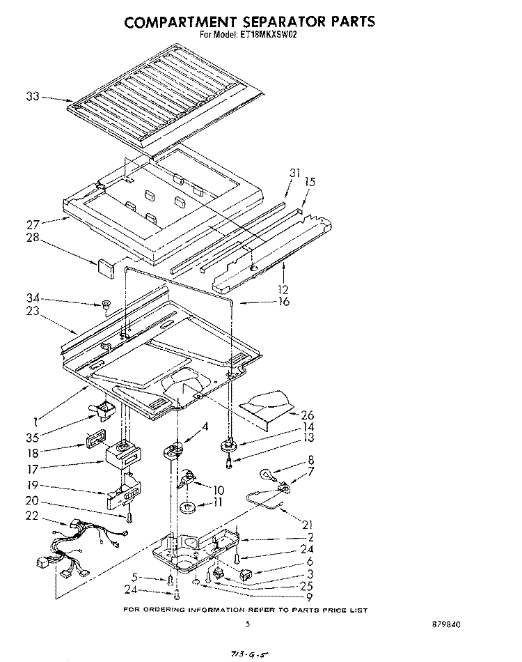 COMPARTMENT SEPARATOR Diagram and Parts List for ET18MKXSW02  Whirlpool Refrigerator