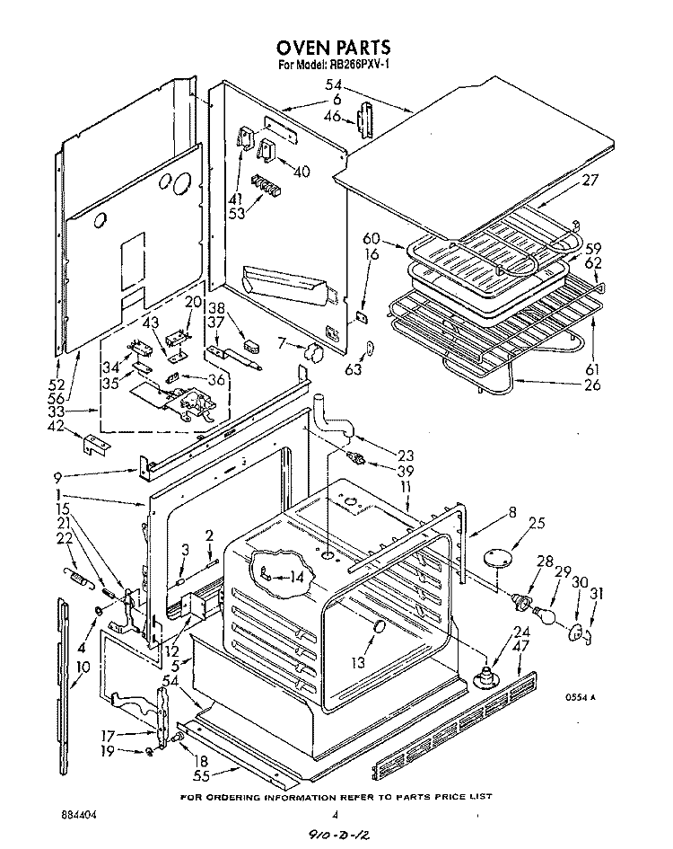 SECTION Diagram and Parts List for RB266PXV1  Whirlpool Wall Oven