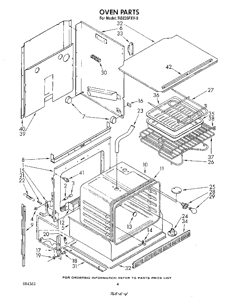 OVEN Diagram and Parts List for RB220PXV0  Whirlpool Wall Oven