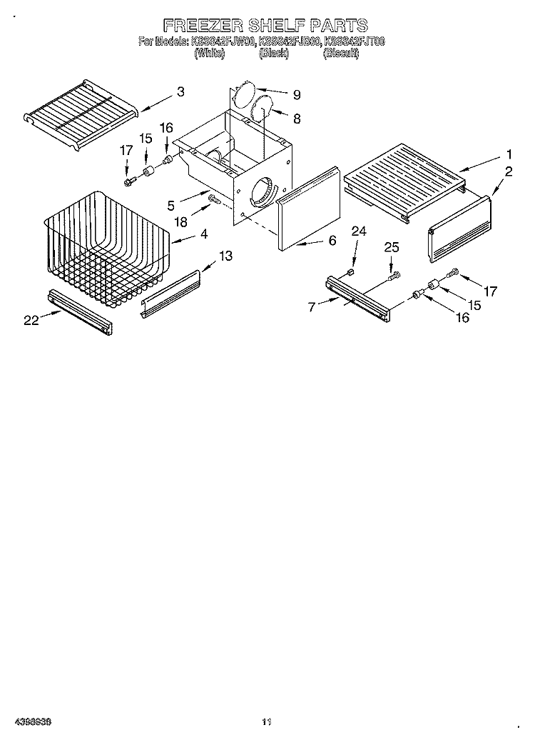 FREEZER SHELF Diagram and Parts List for KSSS42FJB00  KitchenAid Refrigerator