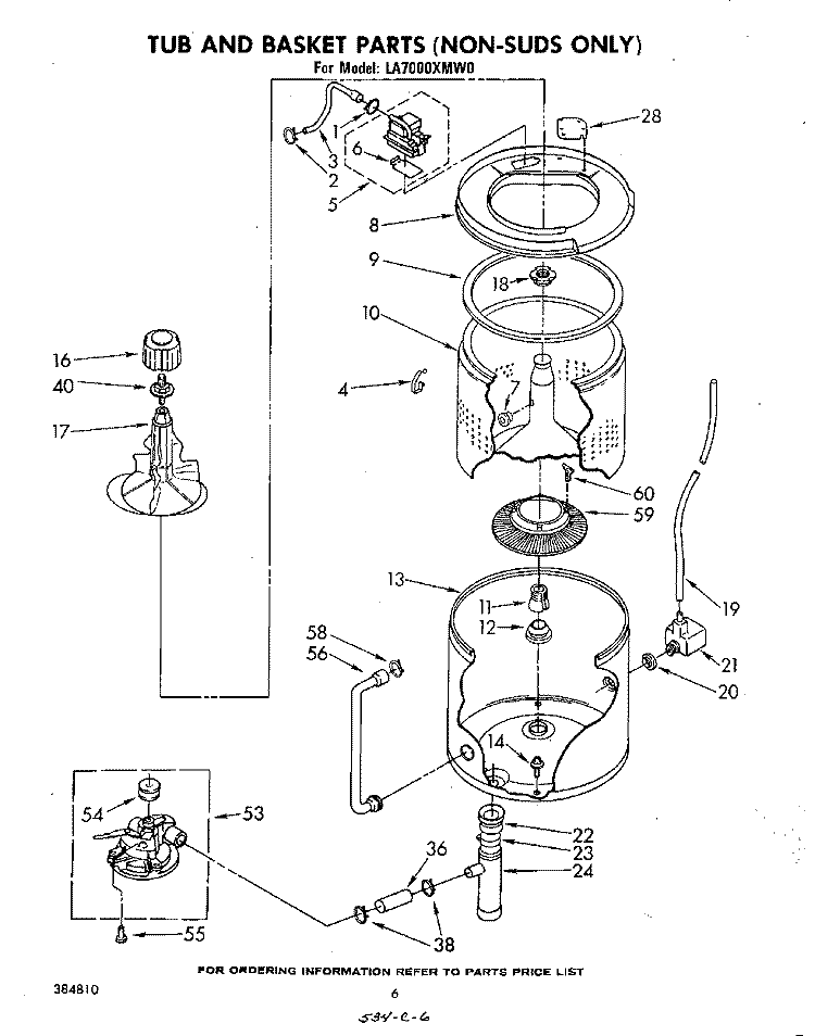 NON SUDS ONLY Diagram and Parts List for LA7005XMW0  Whirlpool Washer