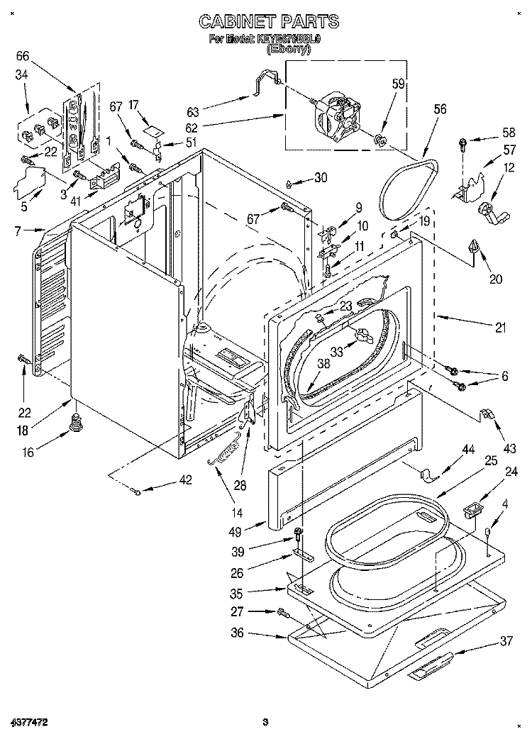 SECTION Diagram and Parts List for KEYE679BBL0  KitchenAid Dryer