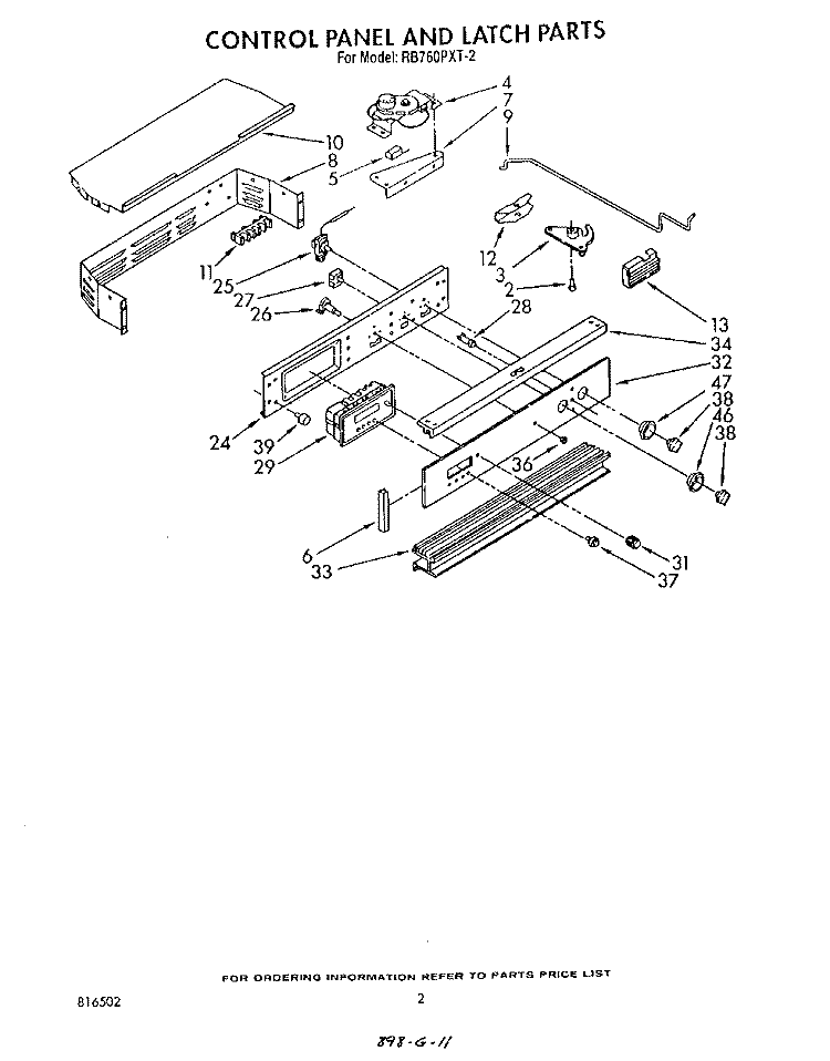 SECTION Diagram and Parts List for RB760PXT2  Whirlpool Range