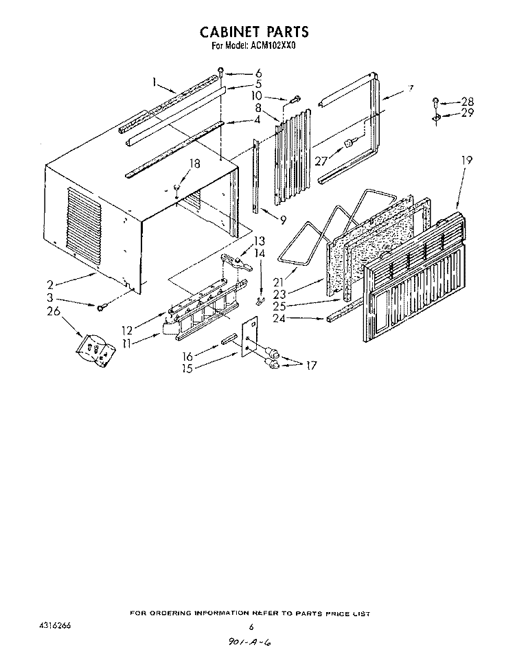 CABINET Diagram and Parts List for ACM102XX0  Whirlpool Air Conditioner