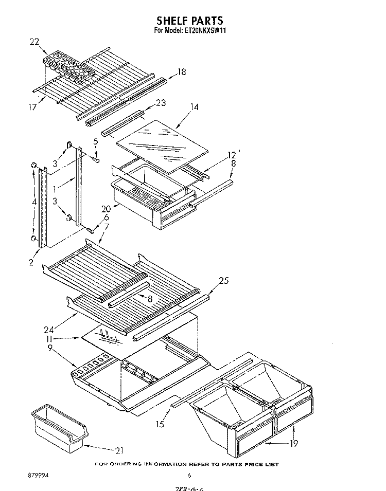 SHELF Diagram and Parts List for ET20NKXSW11  Whirlpool Refrigerator