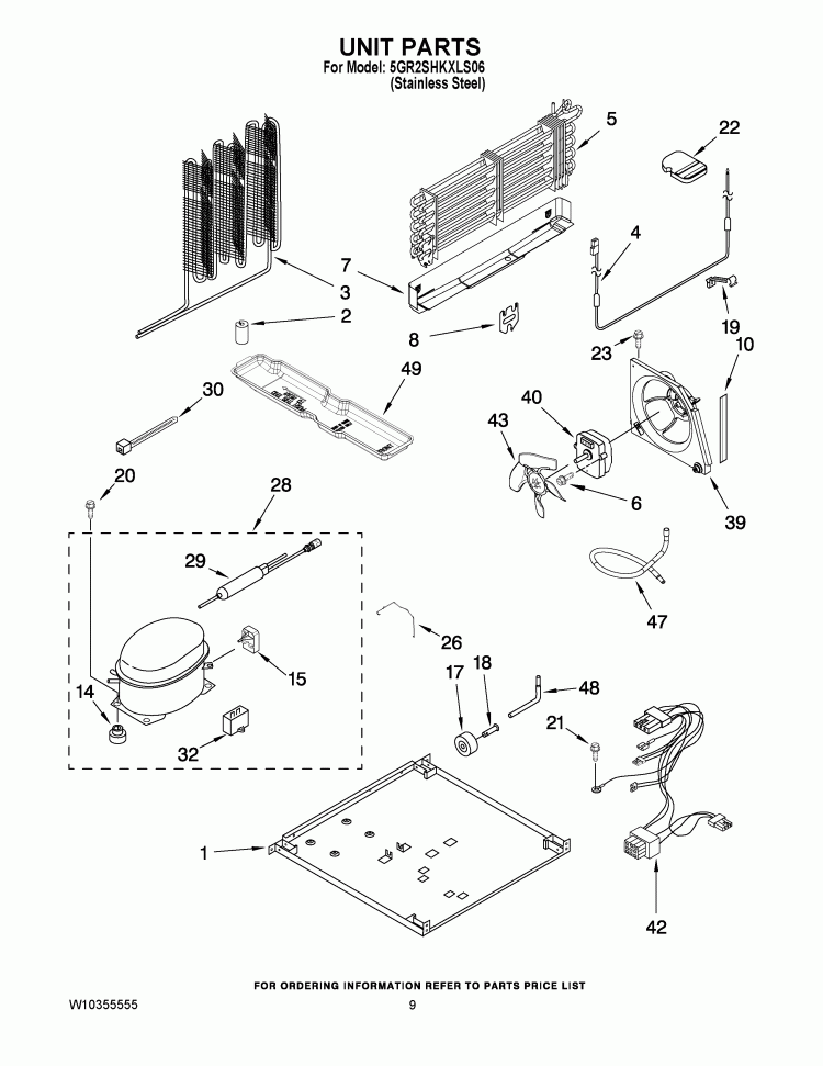 UNIT PARTS Diagram and Parts List for 5GR2SHKXLS06  Whirlpool Refrigerator