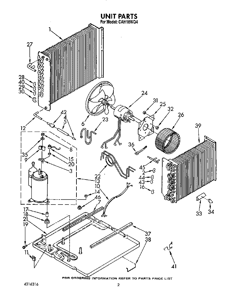 UNIT, LIT/OPTIONAL Diagram and Parts List for CAH18WQ4  Crosley Air Conditioner