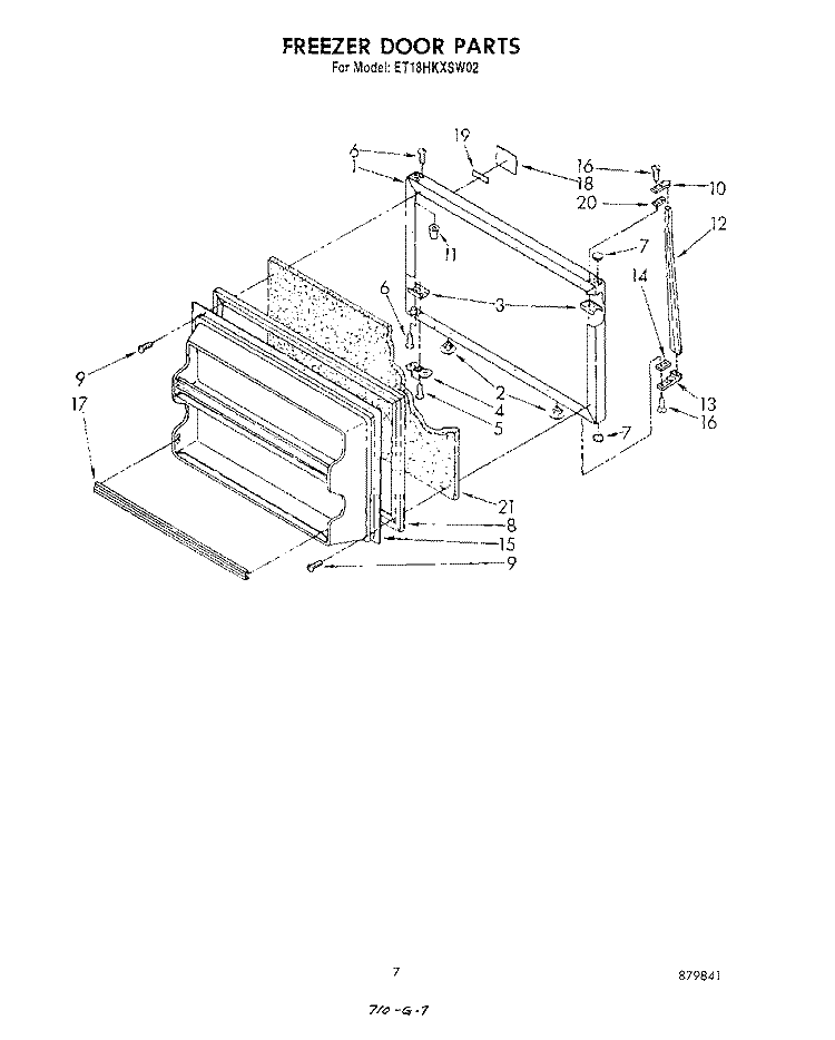 FREEZER DOOR Diagram and Parts List for ET18HKXSW02  Whirlpool Refrigerator