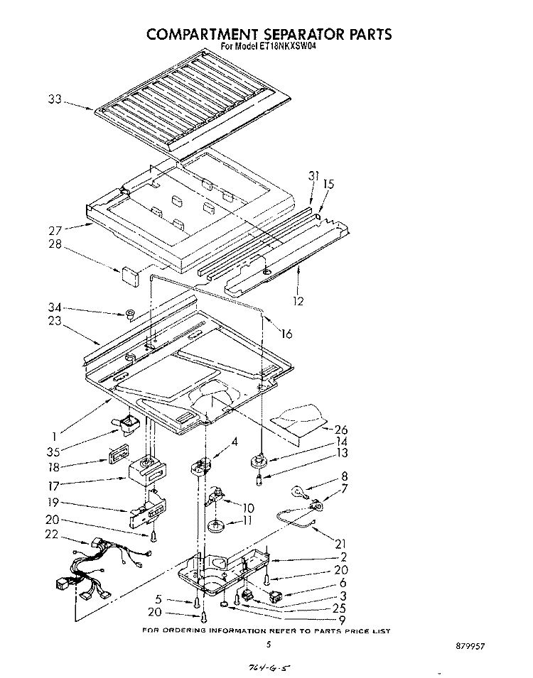 COMPARTMENT SEPARATOR Diagram and Parts List for ET18NKXSW04  Whirlpool Refrigerator