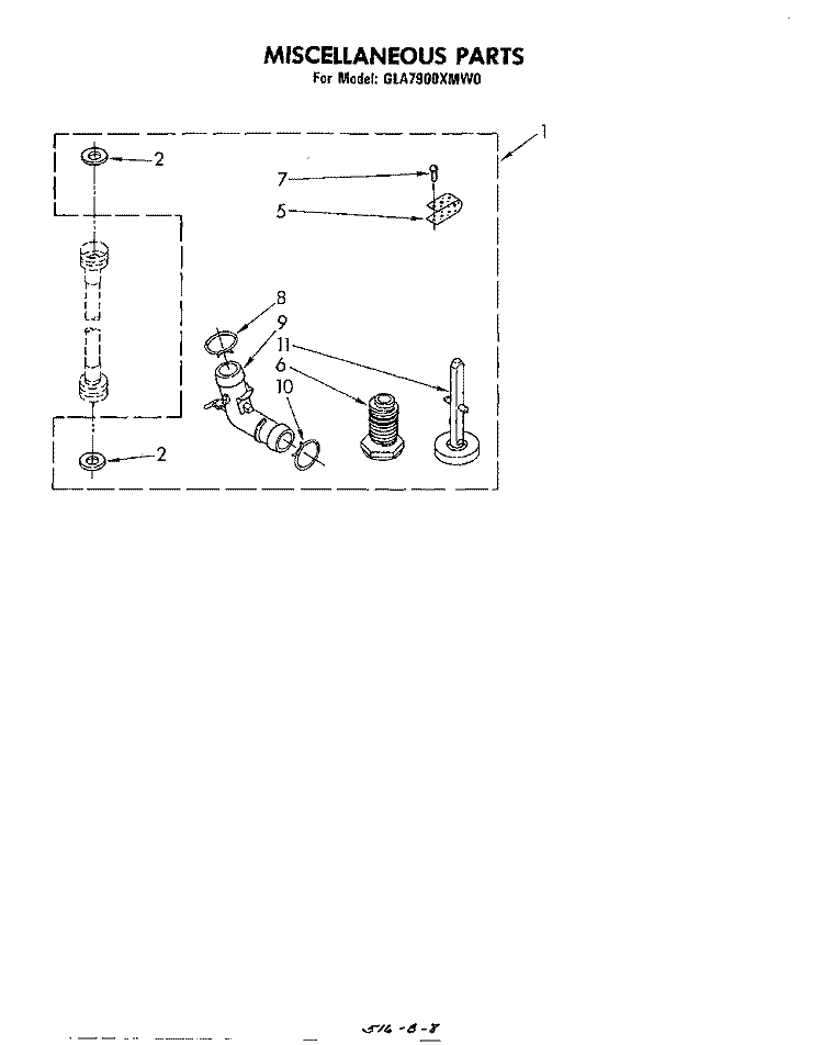 LITERATURE AND OPTIONAL , MISCELLANIOUS Diagram and Parts List for GLA7900XMW0  Whirlpool Washer