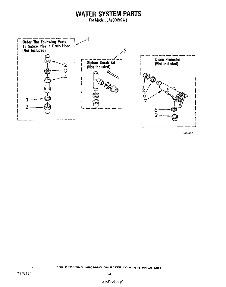 WATER SYSTEM Diagram and Parts List for LA9800XSW1  Whirlpool Washer