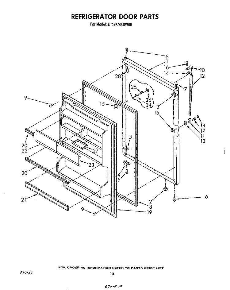 REFRIGERATOR DOOR Diagram and Parts List for ET18XMXSW00  Whirlpool Refrigerator