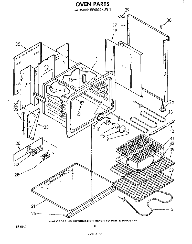 OVEN Diagram and Parts List for RF4900XLW1  Whirlpool Range