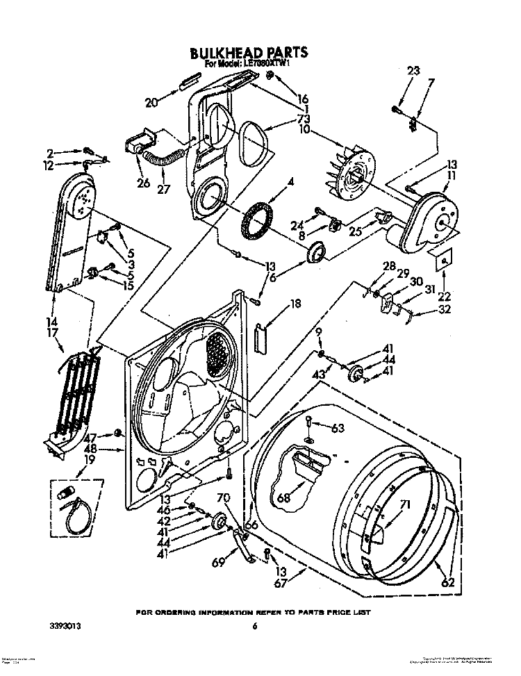 SECTION Diagram and Parts List for LE7080XTW1  Whirlpool Dryer
