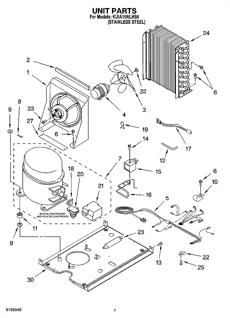 UNIT PARTS Diagram and Parts List for KUIA15NLHS6  KitchenAid Ice Maker