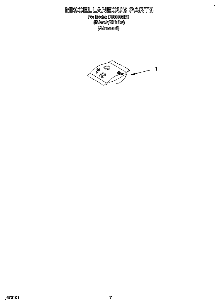 MISCELLANEOUS Diagram and Parts List for DU8000XB0  Whirlpool Dishwasher