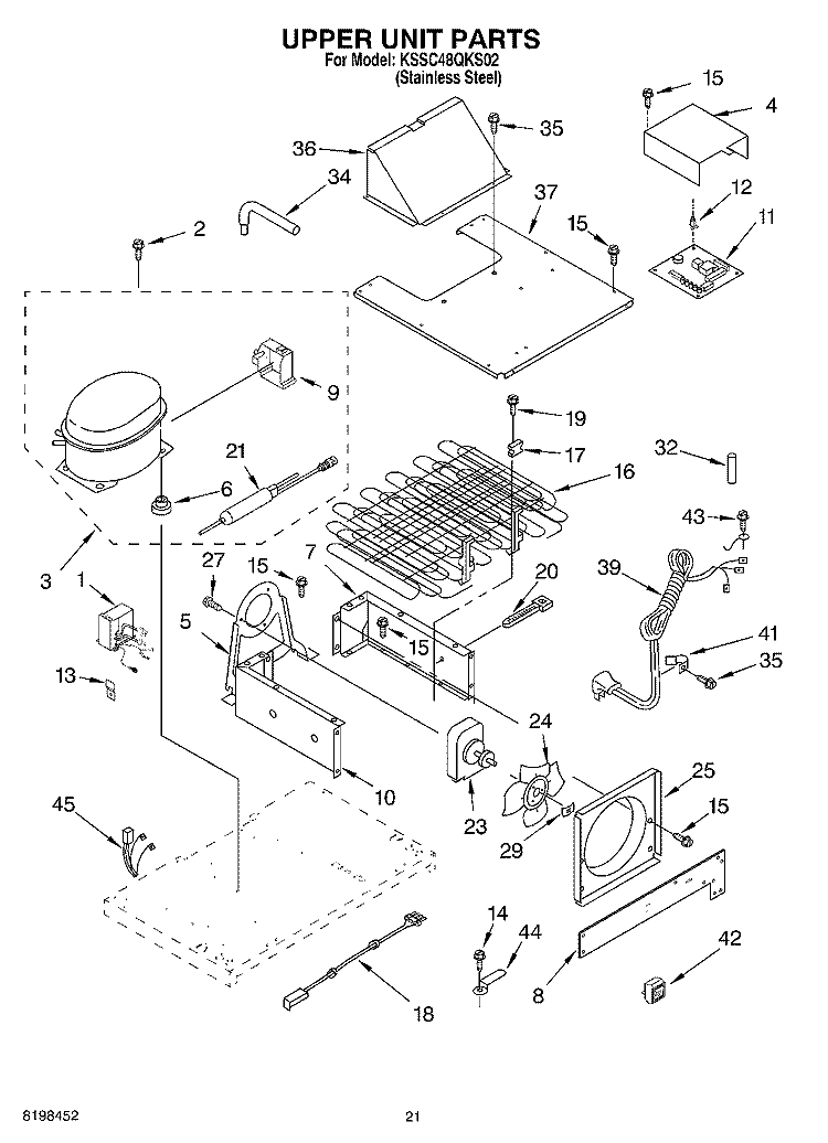 UPPER UNIT PARTS Diagram and Parts List for KSSC48QKS02  KitchenAid Refrigerator