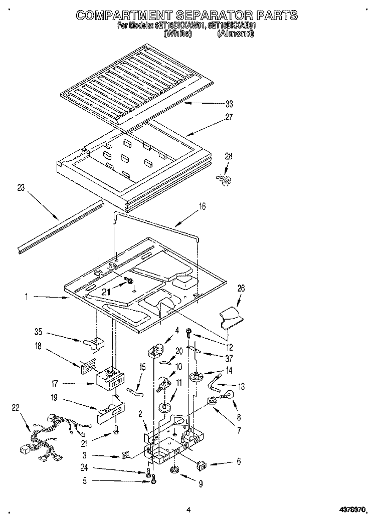 COMPARTMENT SEPARATOR Diagram and Parts List for 6ET18DKXAW01  Whirlpool Refrigerator