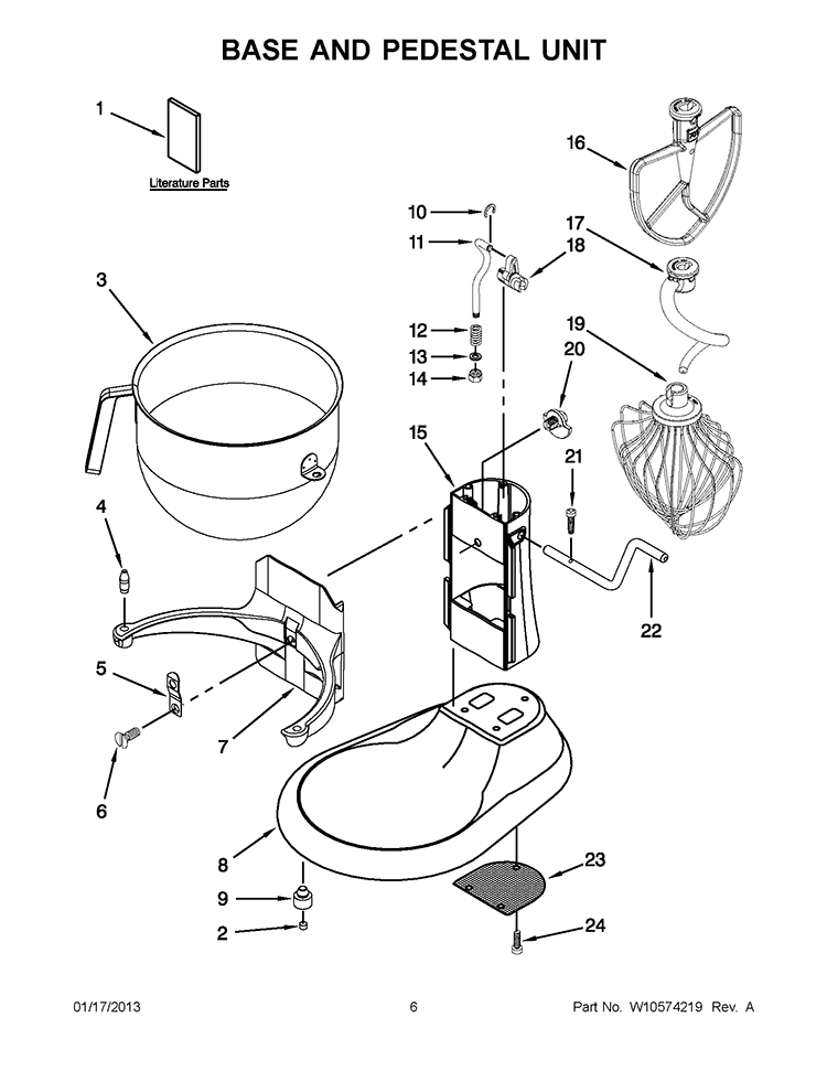 BASE AND PEDESTAL UNIT Diagram and Parts List for KSM8990DP0  KitchenAid Mixer