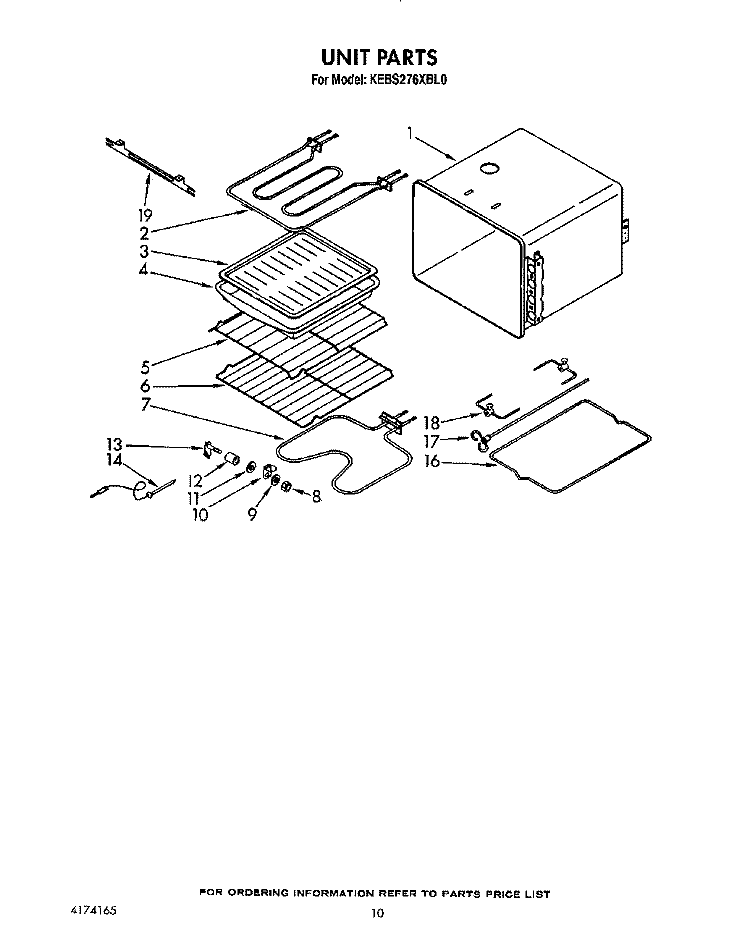 UNIT Diagram and Parts List for KEBS276XBL0  KitchenAid Wall Oven