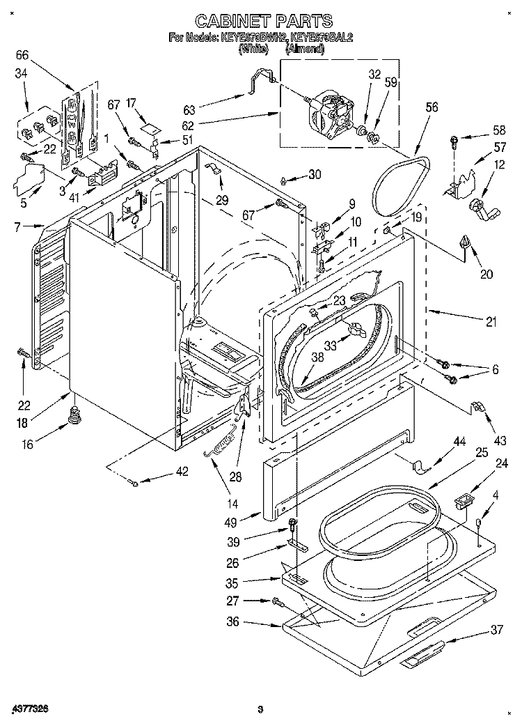 SECTION Diagram and Parts List for KEYE670BAL2  KitchenAid Dryer