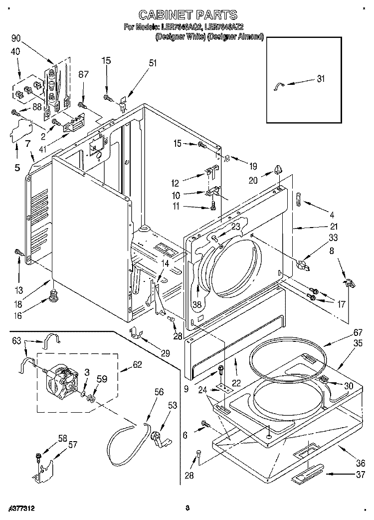 SECTION Diagram and Parts List for LER7646AQ2  Whirlpool Dryer