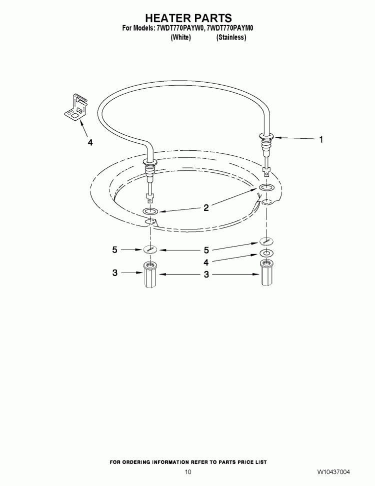 HEATER PARTS Diagram and Parts List for 7WDT770PAYM0  Whirlpool Dishwasher