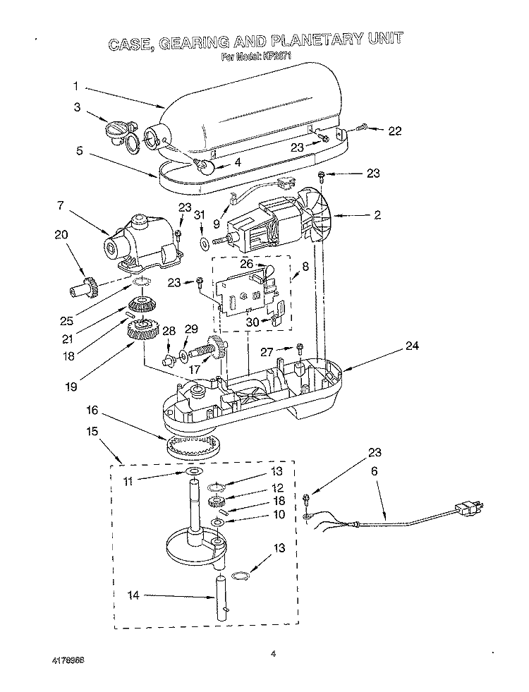 CASE, GEARING, PLANETARY UNIT Diagram and Parts List for KP2671  KitchenAid Mixer