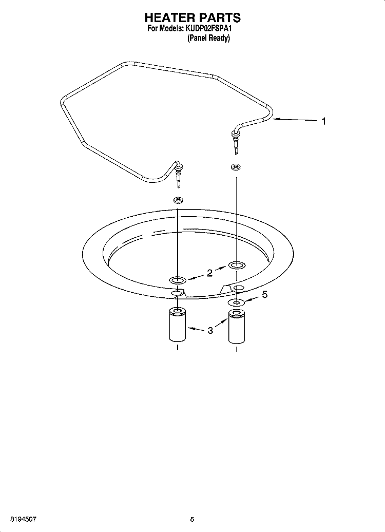 HEATER PARTS Diagram and Parts List for KUDP02FSPA1  KitchenAid Dishwasher
