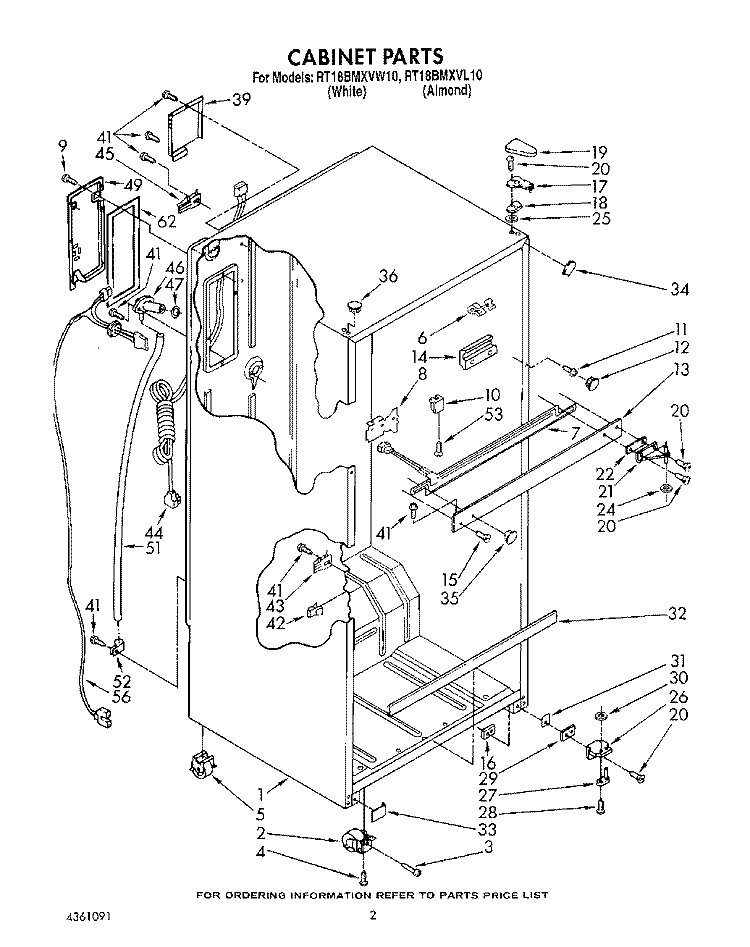 CABINET Diagram and Parts List for RT18BMXVW10  Roper Refrigerator