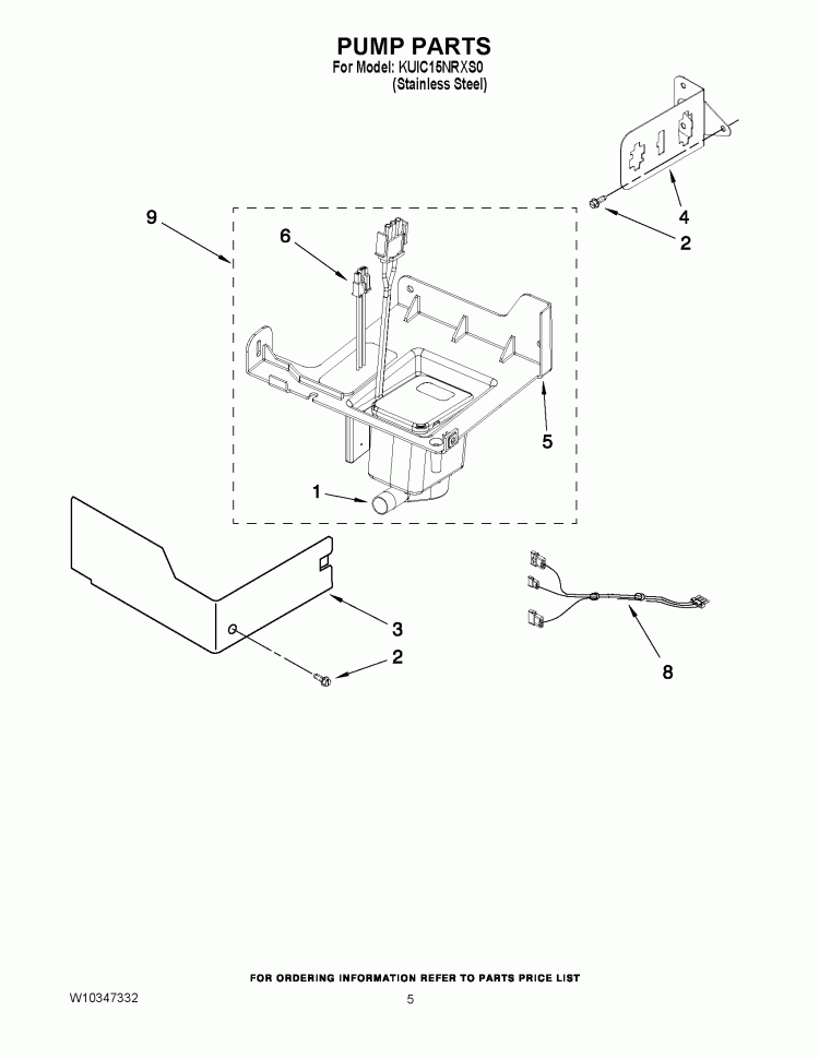 PUMP PARTS Diagram and Parts List for KUIC15NRXS0  KitchenAid Ice Maker