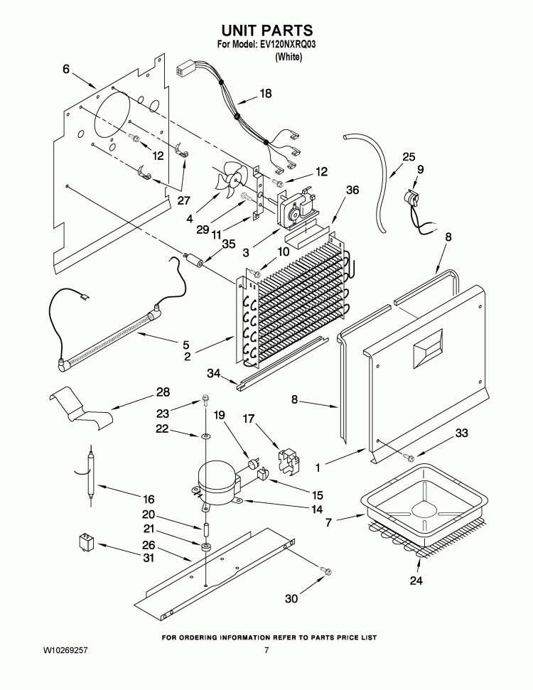 UNIT PARTS Diagram and Parts List for EV120NXRQ03  Whirlpool Freezer