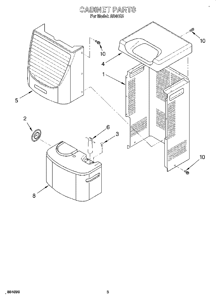 SECTION Diagram and Parts List for AD40G2  Whirlpool Dehumidifier
