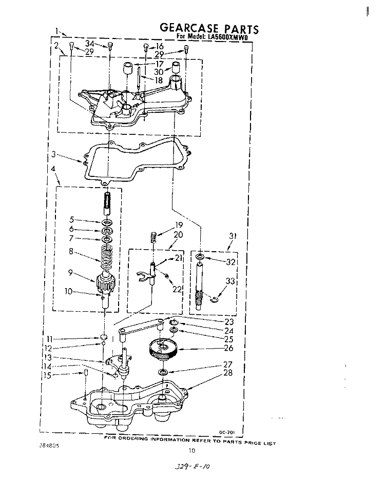 GEARCASE Diagram and Parts List for LA5600XMW0  Whirlpool Washer