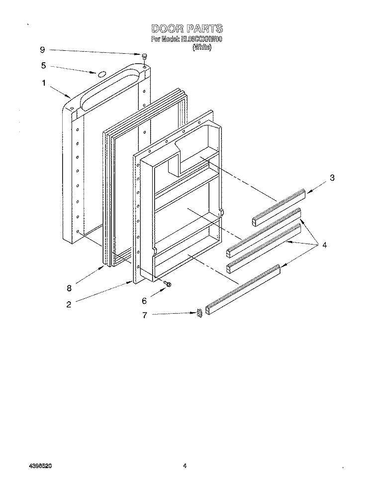 DOOR Diagram and Parts List for EL05CCXHW00  Whirlpool Refrigerator