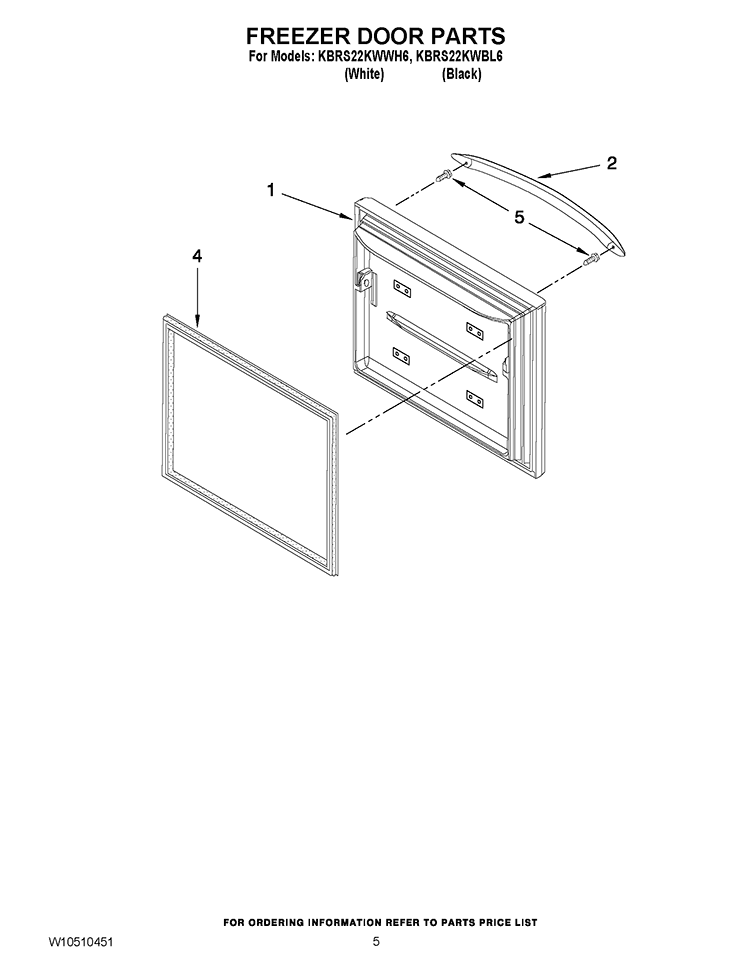 FREEZER DOOR PARTS Diagram and Parts List for KBRS22KWBL6  KitchenAid Refrigerator
